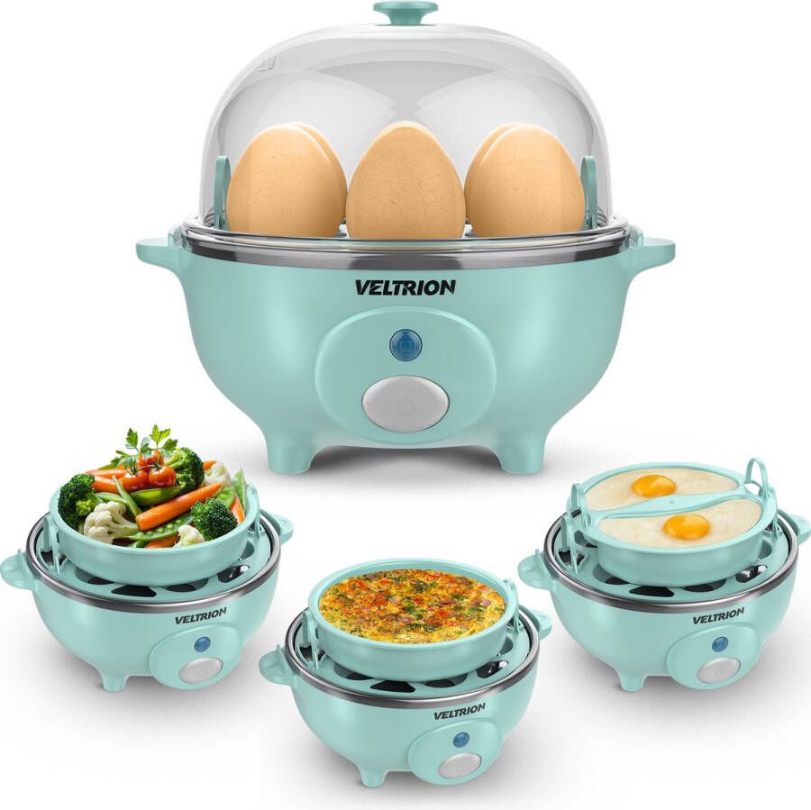 VELTRION Eierkoker Elektrisch 7 Eieren Koken Pocheren Roerei Omelet Vaatwasbestendig -incl. Maatbeker en Eierprikker