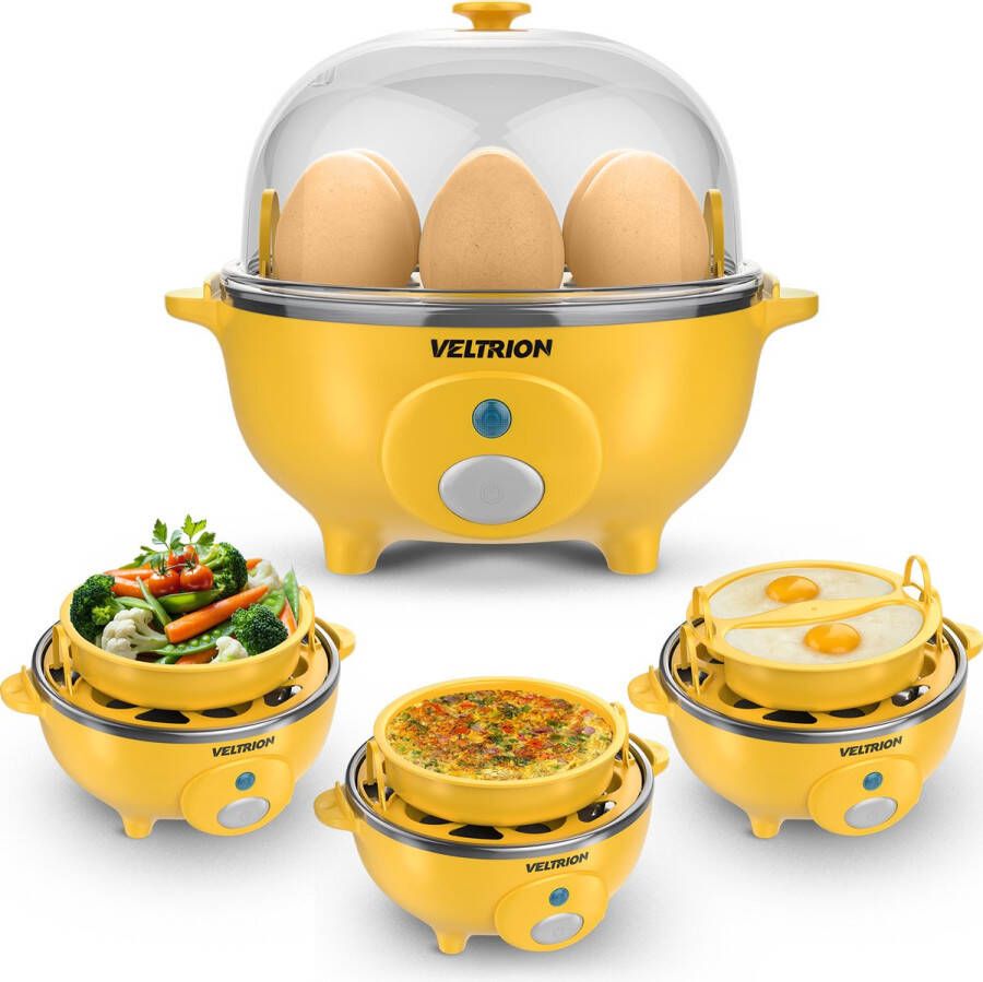VELTRION Eierkoker Elektrisch 7 Eieren Koken Pocheren Roerei Omelet Vaatwasbestendig -incl. Maatbeker en Eierprikker