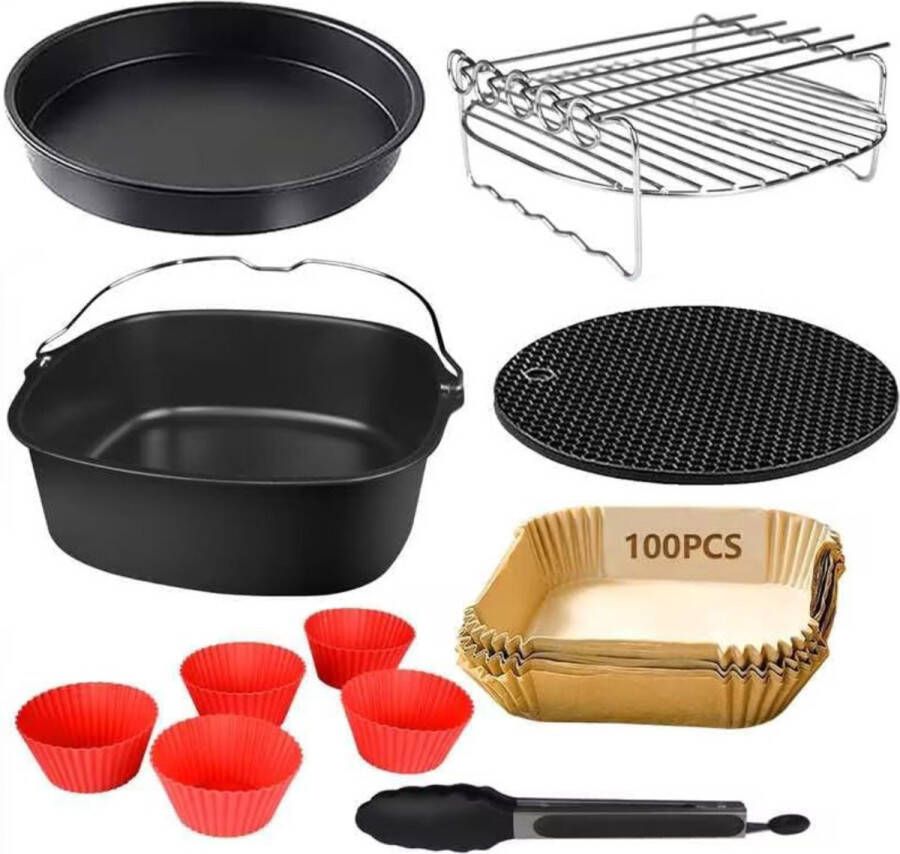 VELTRR Airfryer Accessoires Siliconen Bakje Bakpapier Zwart - Foto 2