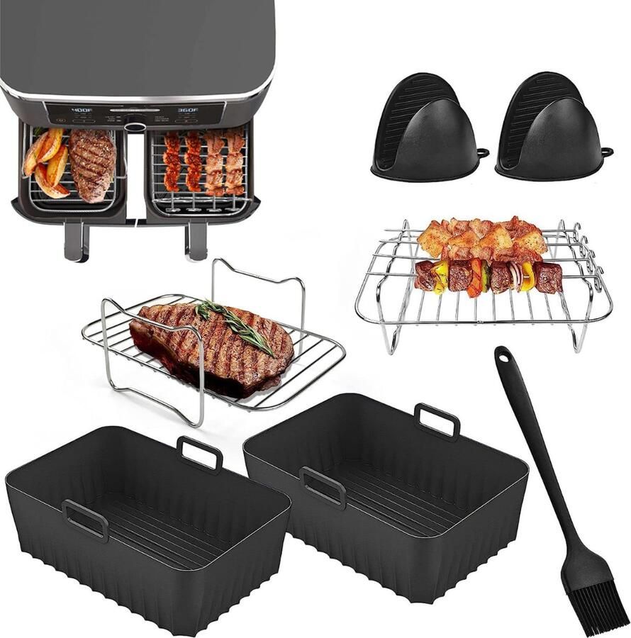 VELTRR Airfryer Accessoires Siliconen Bakje Bakpapier Zwart