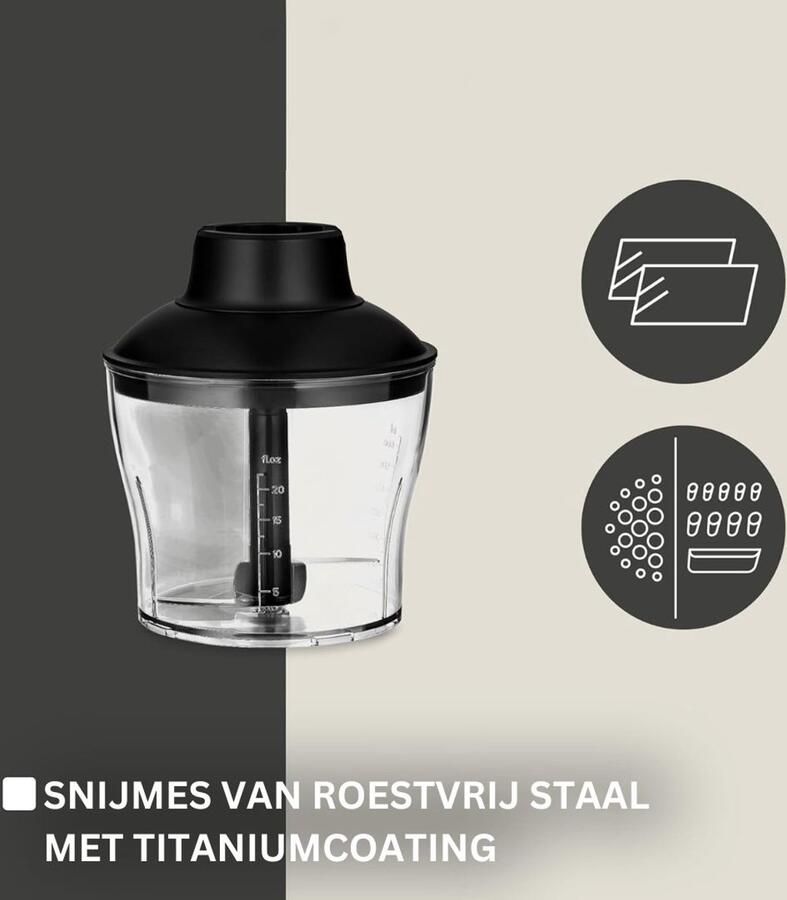 Veltro Staafmixer Set Hakmolen Groentesnijder Soepmaker Chopper niet Draadloos