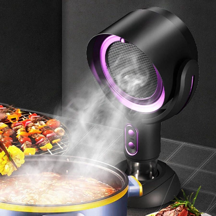 Draagbare Afzuigkap Tafelmodel Zuiveringsfilter Met Verwijderbare Olieopvangbak Compacte Ventilator Voor Binnenkeukens Geschikt Voor Barbecues Hotpots Campers En Keukens Zwart En Paars