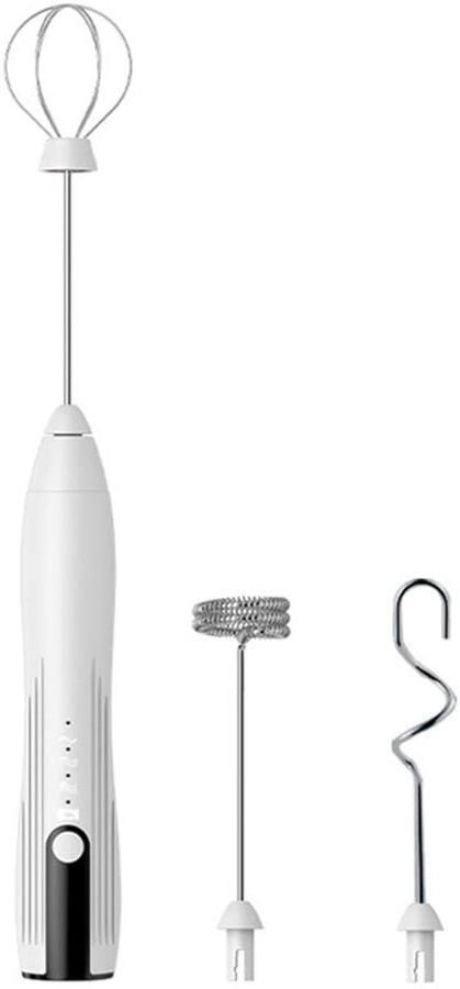 Venkuber Elektrische Kleine Blender Melkopschuimer Eierklopper Garde Mixer 3-Snelheden Oplaadbaar Handzaam (Wit)