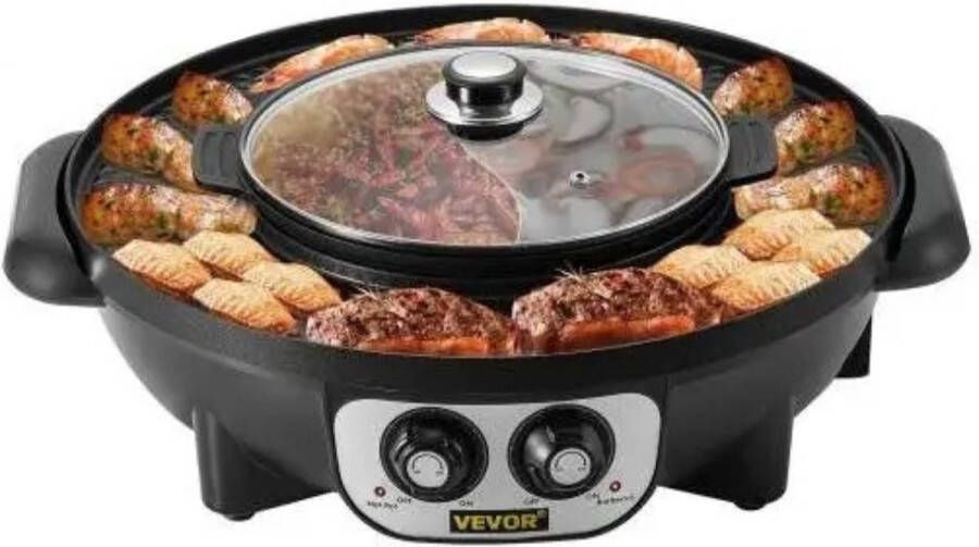 Venori Hotpot elektrisch Hotpot set Gourmetstel Grill apparaat 2 in 1 Hotpot grill