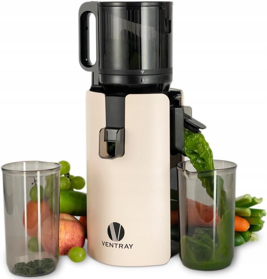 Ventray MAX120 Slowjuicer Koudpers Sapcentrifuge Stil & Hoog Saprendement crème