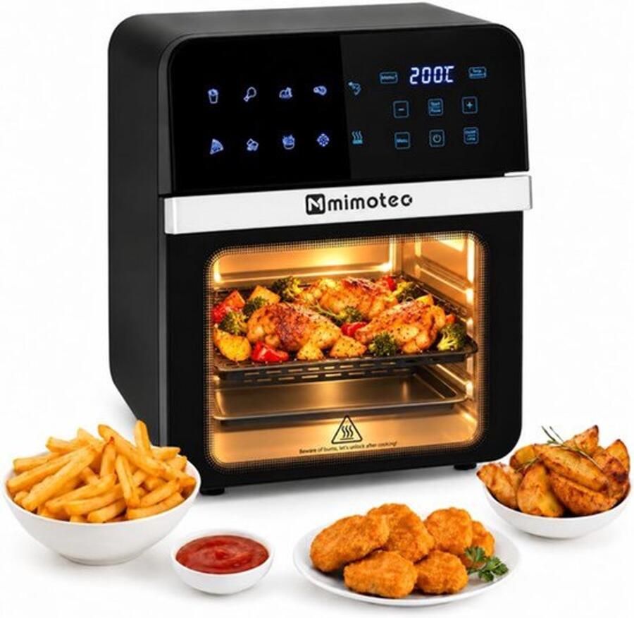 Vera Touch Luchtfriteuse 10 l olievrij 1800 W 10 digitale programma's touchscreen grillfunctie instelbare timer 2 standen temperatuur 80-200 °C gezond koken