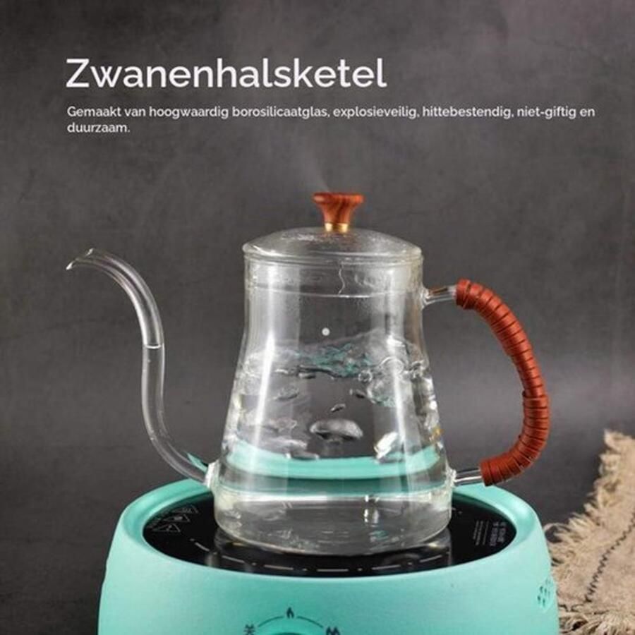 Verdikt glas zwanenhals waterkoker Thee Gieten over waterkoker koffie druppel 600ML meerwegverpakking