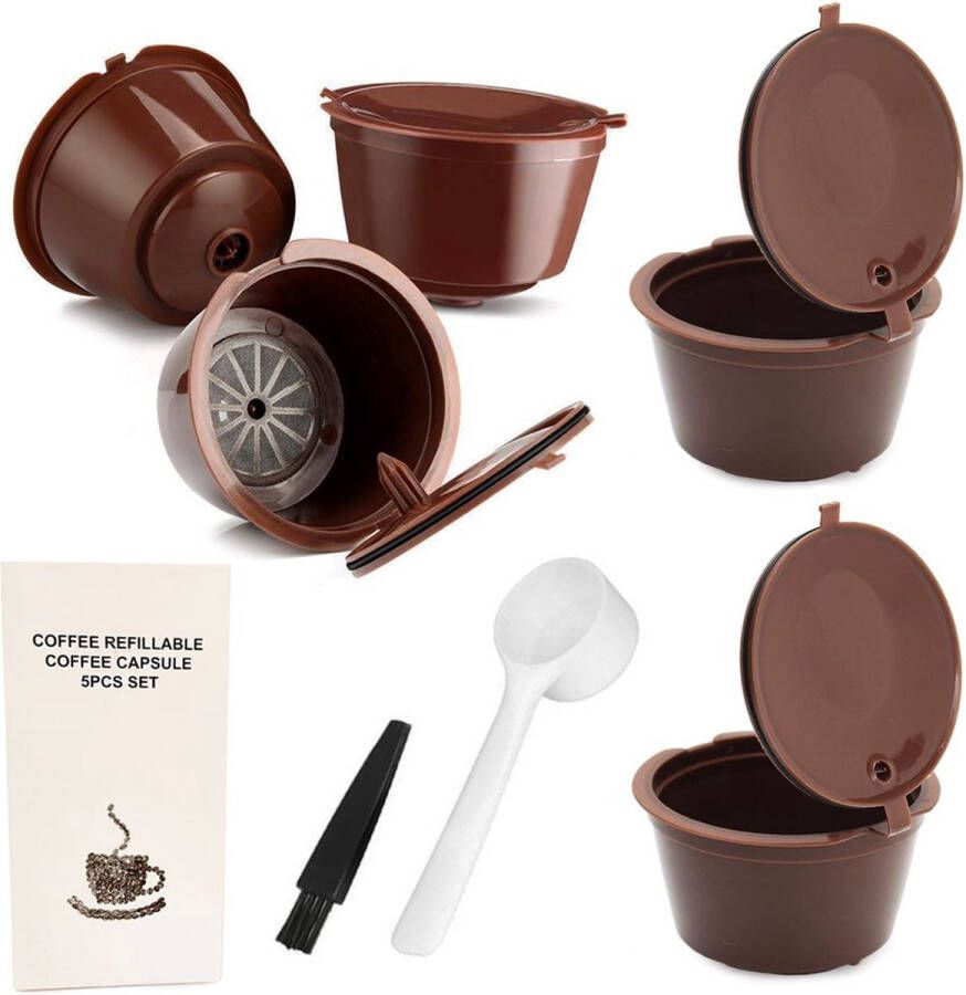 VERK GROUP Hervulbare Dolce Gusto Koffie Cups Koffie Cups Capsules Navulbare Koffiecapsules Dolce Gusto Herbruikbare Koffiecups Dolce Gusto Milieubewust Kostenbesparend GRATIS Schepje & Reinigingskwastje