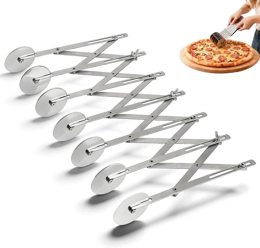 Verstelbare Pizzasnijder met 7 Wielen Multi-Ronde Deegverdeler voor Pizza Taart en Pannenkoeken Bespaar Tijd in de Keuken