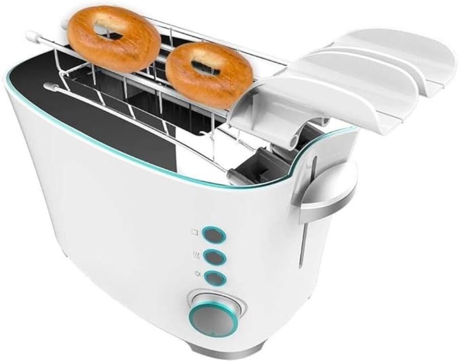 Verte Broodrooster met Tostiklemmen Verticale Broodrooster Dubbele Sleuf voor 2 Sneetjes Brood Gemakkelijk Schoon te Maken Automatische Uitschakeling en Pop-Upfunctie Inclusief Tang Kruimellade 650 W