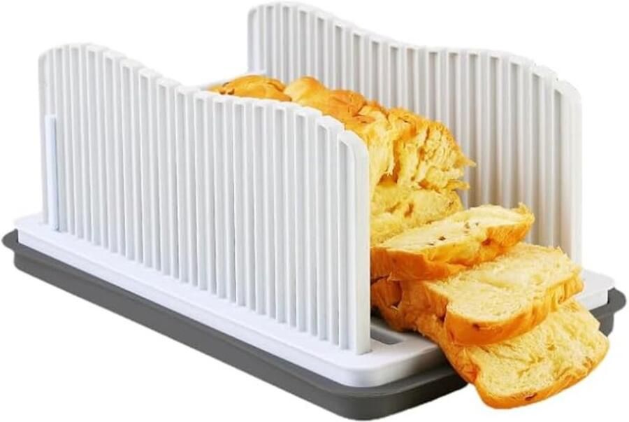 Verte Broodsnijder Hulpmiddel Verbeterde Multifunctionele Broodsnijmachine – Tosti- en Broodrooster – Inklapbare en Verstelbare Handgreep – Inklapbare en Compacte Snijmachine voor Zelfgemaakte Toast – Wit