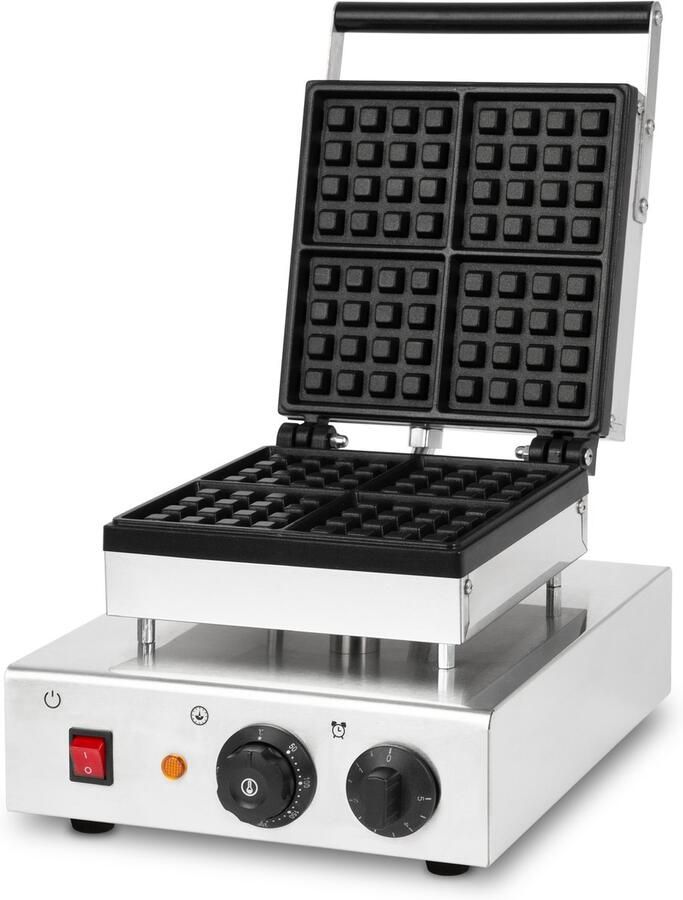 Vertes Belgisch wafelijzer 4 wafels tegelijk 80 stuks per uur 1600 watt Teflon-gecoate roestvrijstalen behuizing