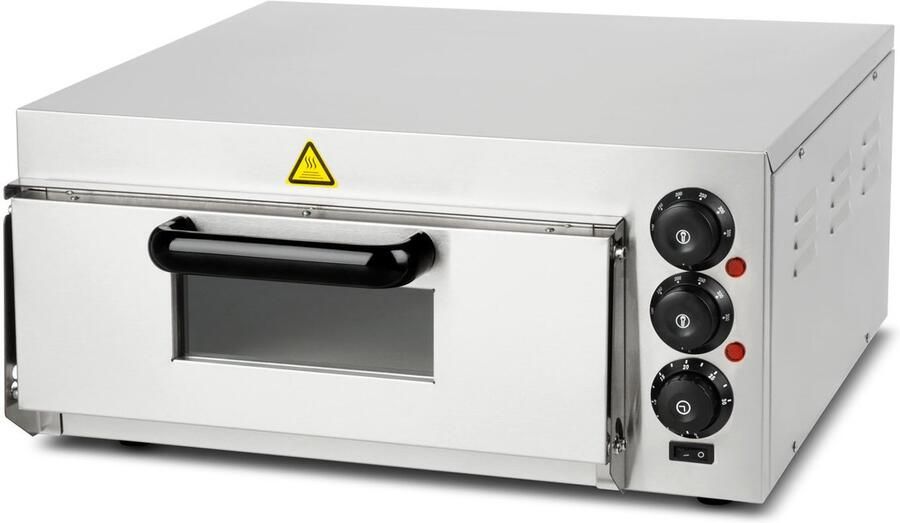 Vertes Gastro-pizzaoven met vuurvaste steen timerfunctie en verlichting steenoven voor authentieke Italiaanse pizza s professionele steenoven met roestvrijstalen behuizing temperatuur instelbaar tot 350 °C eenvoudig in gebruik