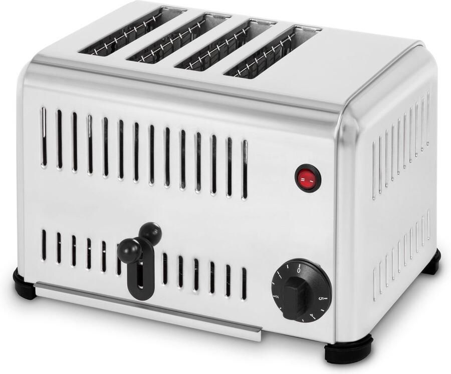 Vertes Gastro Toaster 4 slice electric 2300W made of stainless steel (timer with bell crumb tray separate heating element 4 anti-slip rubber feet toasts 2 or 4 slices of toast simultaneously)