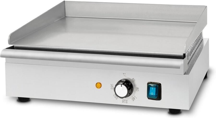 Vertes Grillplaat bakplaat plancha elektrische grill 1700 W van roestvrij staal glad grilloppervlak 40 x 26 cm thermostaat temperatuur 50-300 °C spat- en hittebescherming opvangbak rubberen voetjes