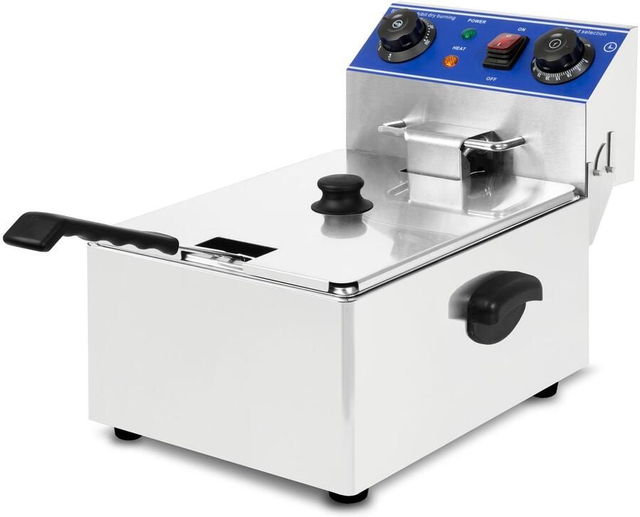 Vertes Professionele elektrische friteuse 10 l (3000 W 230 V Cold Zone -principe temperatuur 50-250 °C frituurmand resetfunctie roestvrij staal werkt op frituurolie)