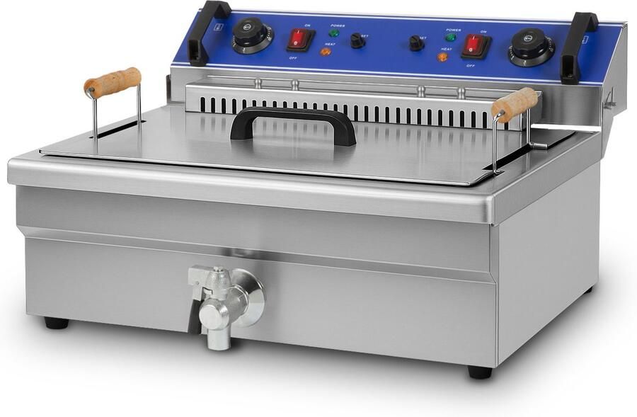 Vertes Professionele elektrische friteuse 25 l 5000 W 230 V koude zone-principe temperatuur 50-250 °C frituurmand resetfunctie roestvrij staal werkt op frituurolie