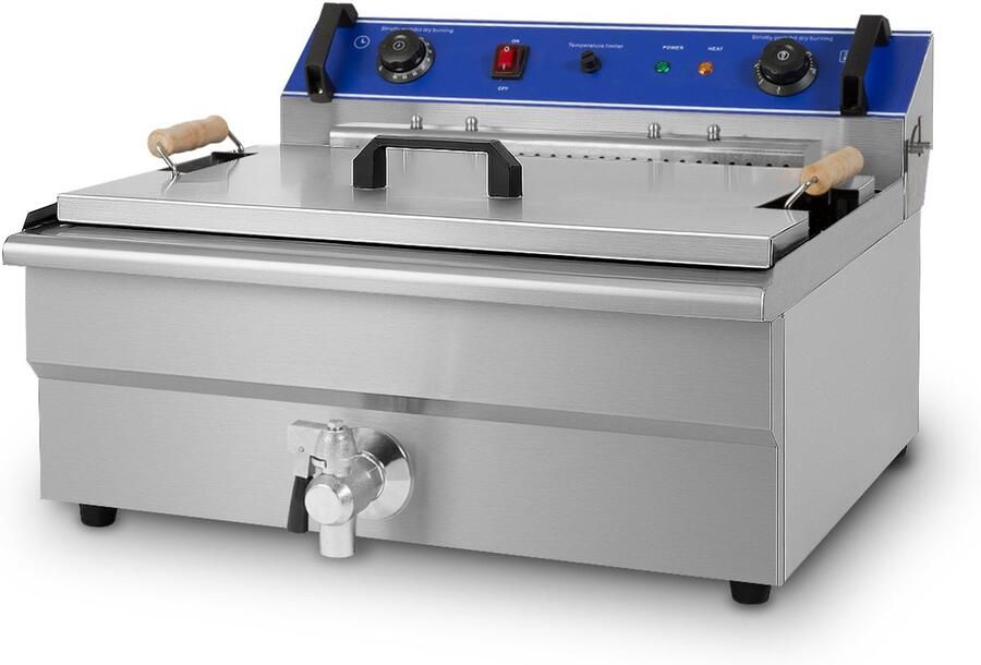 Vertes Professionele elektrische friteuse 30 l 6000 W 230 V koude zone-principe temperatuur 50-250 °C frituurmand resetfunctie roestvrij staal werkt op frituurolie