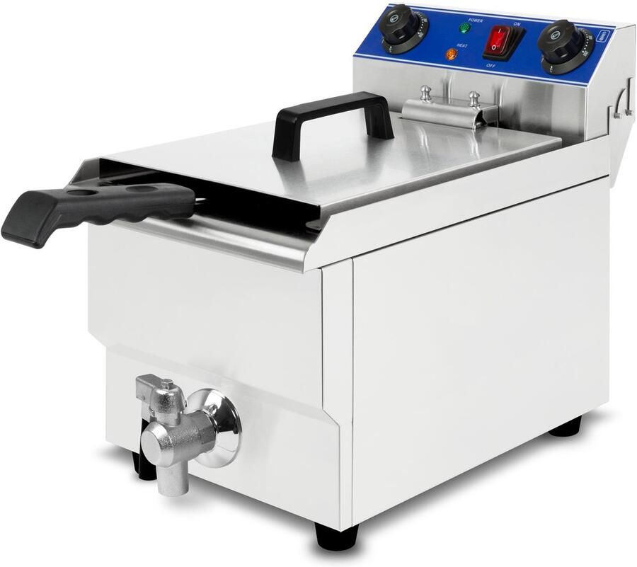 Vertes Roestvrijstalen friteuse met een inhoud van 13 liter 50-250 °C 3000 W 230 V koudwaterzone-principe professionele friteuse voor de horeca met aftapkraan eenvoudig te reinigen horeca-friteuse