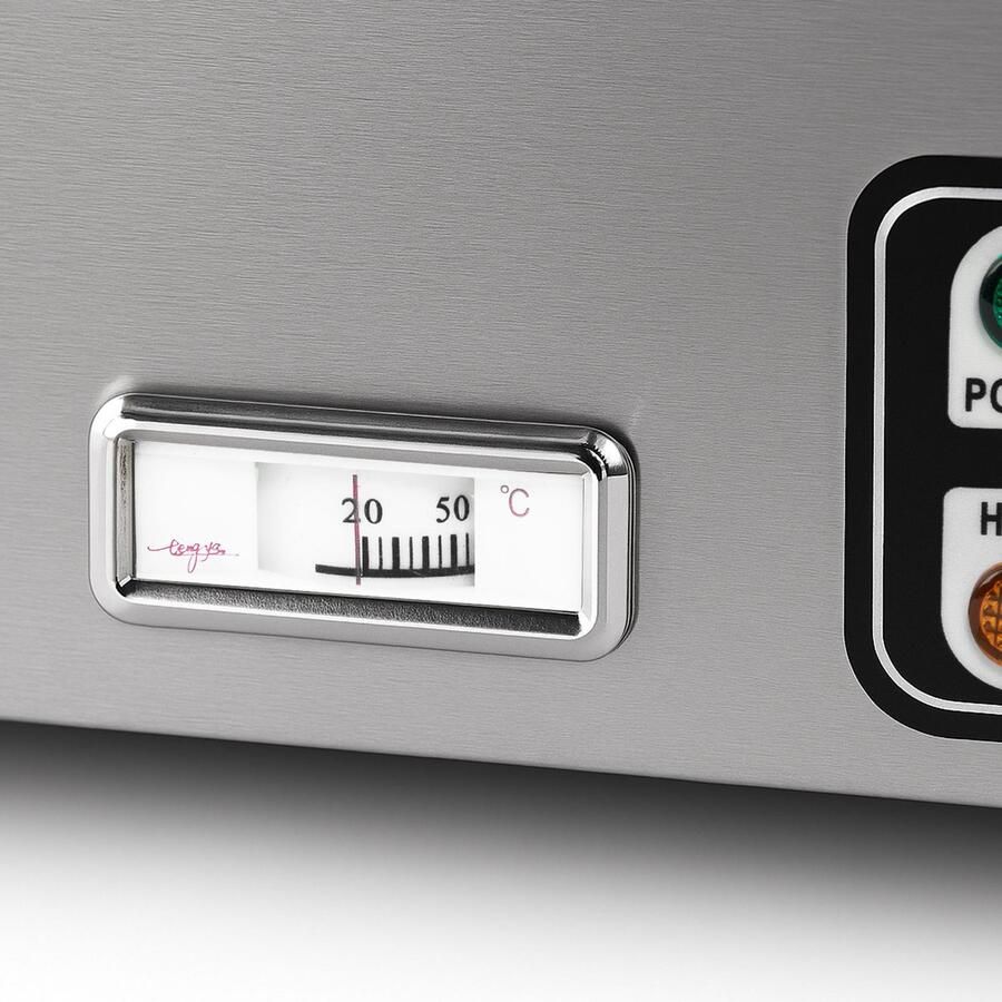 Vertes Warmhoudbak Buffetverwarmer Warmhoudbak voor gerechten Elektrisch 1500 W van roestvrij staal (incl. 5 x 1 2 GN-bakken met deksel 10 l aftapkraan glazen afdekking bain-marie 30-85 °C)