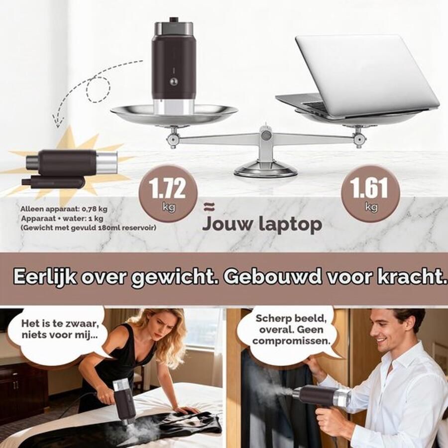 Verticaal strijkijzer draagbaar stoomstrijkijzer dubbele spanning ideaal voor op reis thuis en op kantoor afneembare watertank van 180 ml snel opwarmen 220 V 120 V