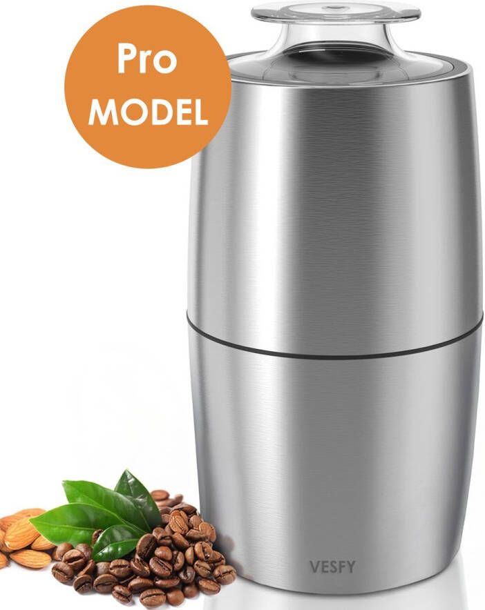 Vesfy Elektrische Koffiemolen 300W 60g Capaciteit Roestvrij Staal Stil (45dB) Koffiebonen Noten & Specerijen