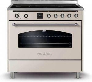 Vestfros t Retro Inductiefornuis met Perilex 2 Fasekabel Beige 90 cm