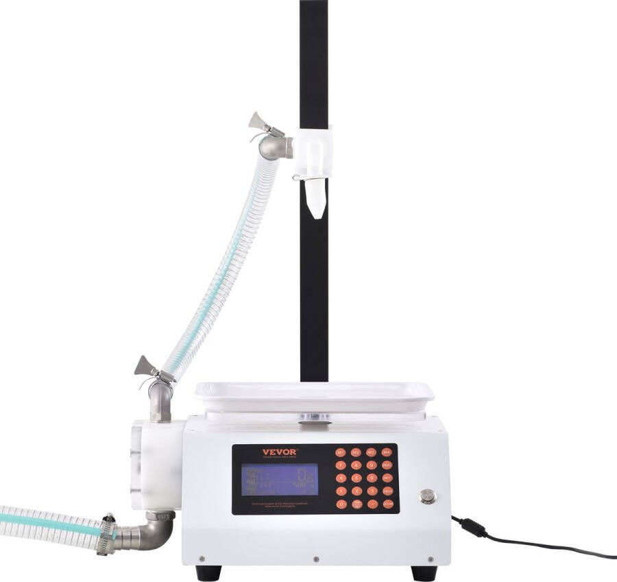 Vevor 50g-5kg Vloeistofvulmachine Q235B Koudgewalste Plaat Digitale Besturing DruppelbeStendig Ontwerp Verstelbare standaard met 2 mondstukken en 1 Inlaatpijp en Uitlaatpijp voor verwerkt Honing Olie Lotion en Andere Vloeistoffen en Pasta's