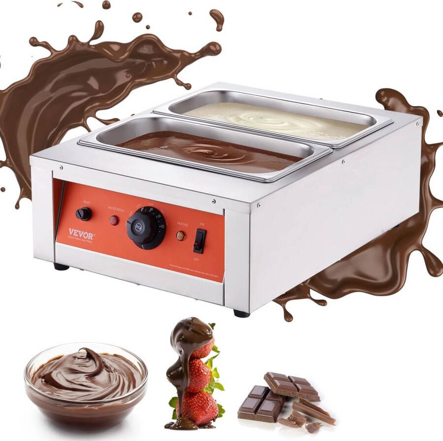 Vevor Chocolade Fondue Chocolade Fontein Chocolade Melter Elektrisch Chocolade Melter Smeltpan 800W Roestvrij Staal Voor Chocolade Melk Crème Smelten en Verwarmen