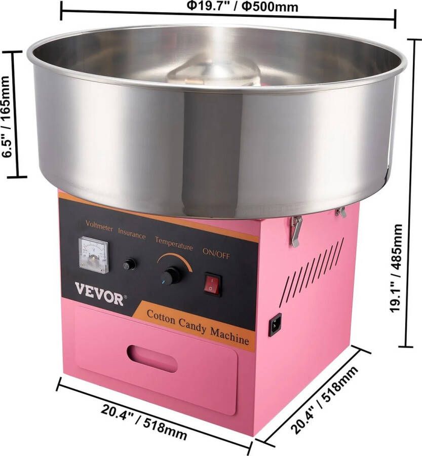 Vevor Clixify Suikerspinmachine2 Suikerspin suiker Suikerspin machine Suikerspin Professioneel Roze cotton candy machine