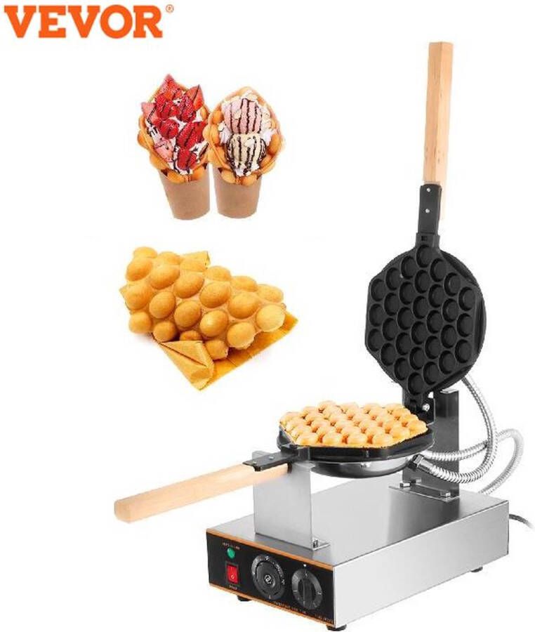 Vevor De Home Store Poffertjes Elektrisch Wafelijzer Wafels Roestvrij Staal Houten Handvat Draaibaar