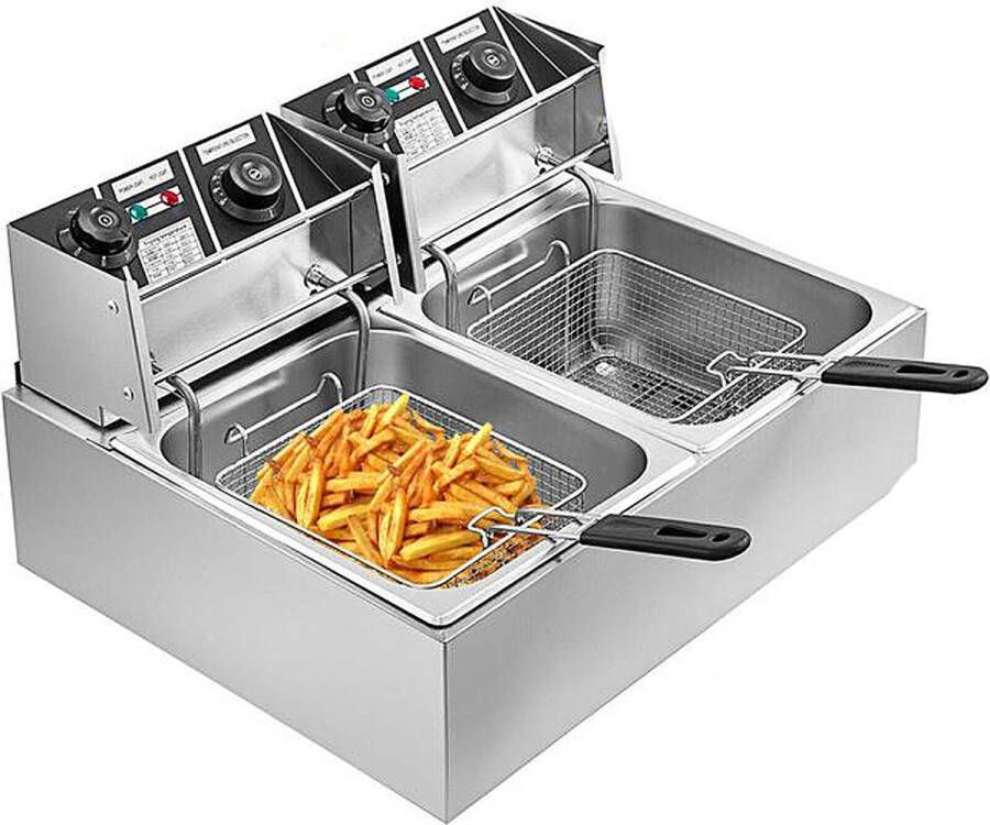Vevor Dubbele Frituurpan – Dubbele Friteuse 20L – 5000W – Professioneel – Snel Warm – Hoge Kwaliteit Met 2 Frituurmanden