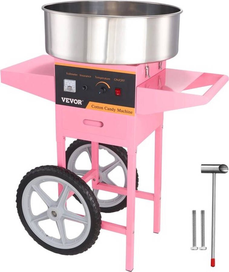 Vevor Retail Trends Suikerspin machine met onderstel suikerspinmachines 1000 W Roestvrij Roze 15 kg