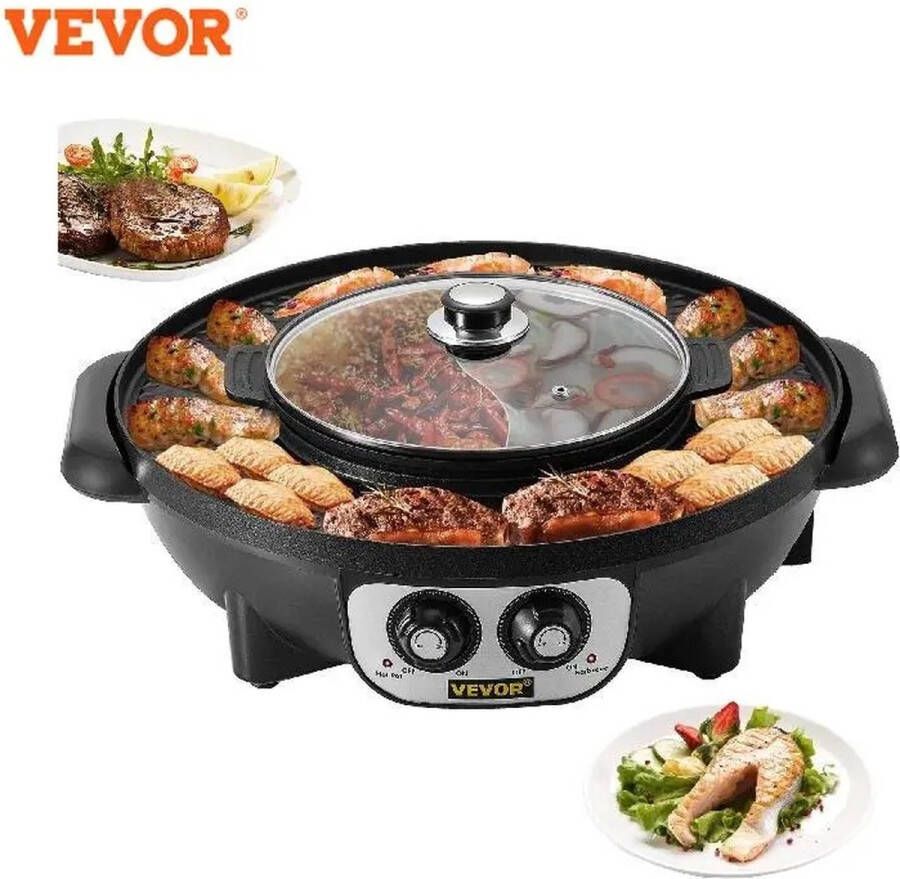 Vevor ShopbijStef Koreaanse BBQ en Hotpot Elektrische Set Geniet van een Koreaanse Grill en Hotpot Ervaring Gourmetstel met Steengrill Zwart - Foto 1