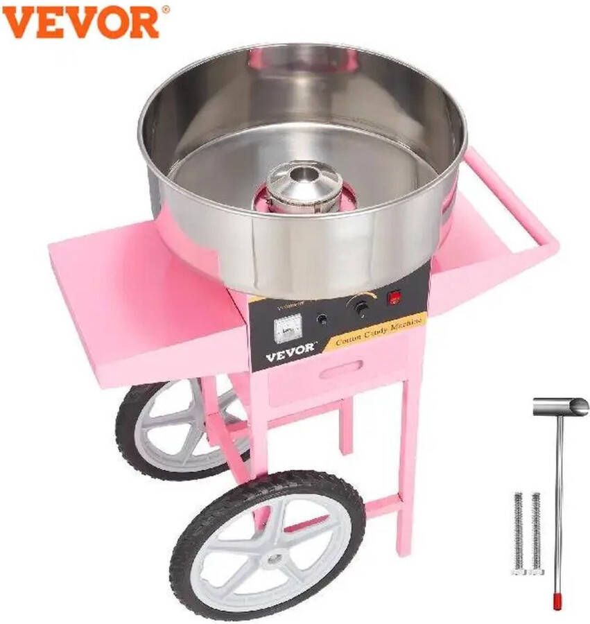 Vevor ShopEighty8 Suikerspinmachines Suikerspin Suiker Elecktrische Suikerspinmachine 1000W 220V Voor 6 Suikerspinnen Per Minuut Super Complete SuikerMachine Op Wielen Complete Set Met RVS Kom En Accessoires Roze