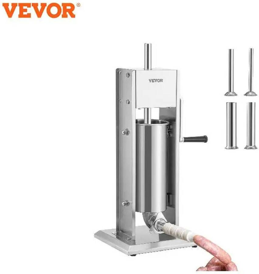 Vevor ShopEighty8 Worstenvuller Worsten Maker Handmatige Worsten Vuller 4 Vultrechters 5 Liter RVS
