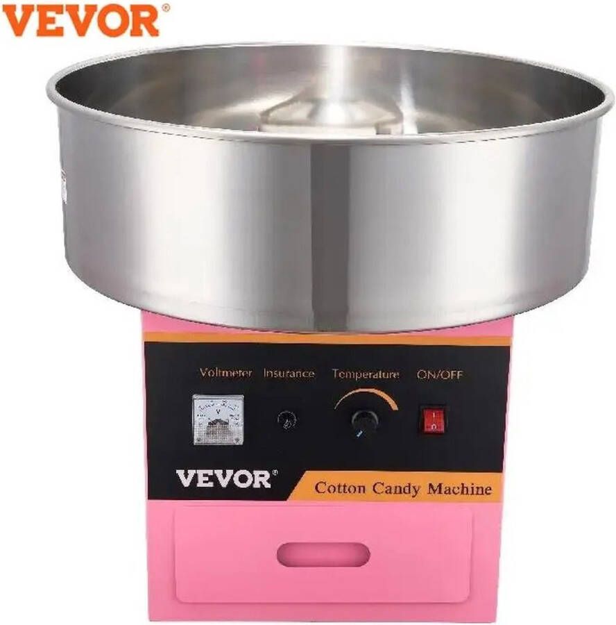Vevor Suikerspinmachine Cotton Candy Machine 500W 220V Incl. RVS Kom Met Suikkerschepje