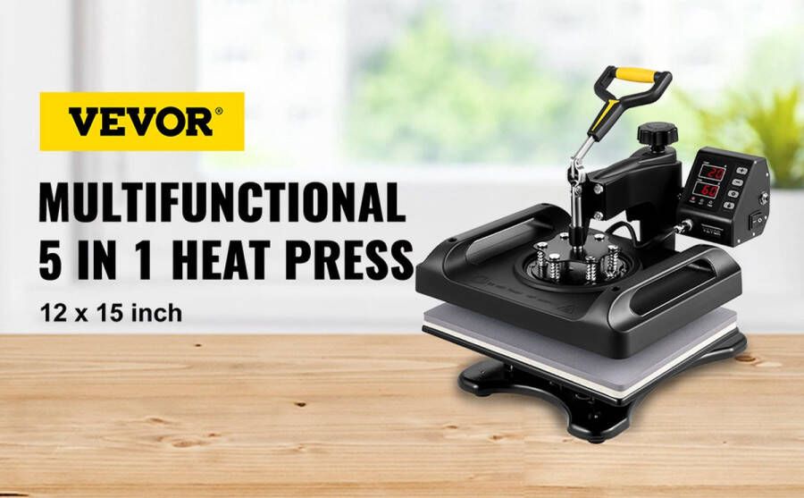 Vevor Transferpers Hittepers Heat press machine 5 in 1 Professionele Heat Press Snijplotter Digitaal LCD Display
