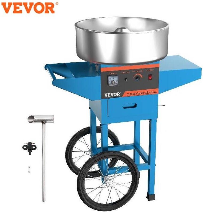 Vevor Vervor Suikerspinmachine – XXXL – RVS Aluminium – 1000W Verwarmingsvermogen – Blauw