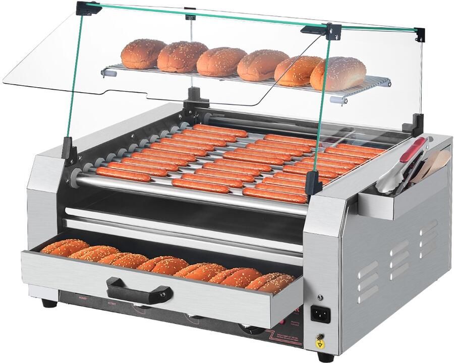 Vevor 11 Rolls Hotdogs Elektrische Grill Roller Grill Worst Grill Broodjeswarmer 2400W