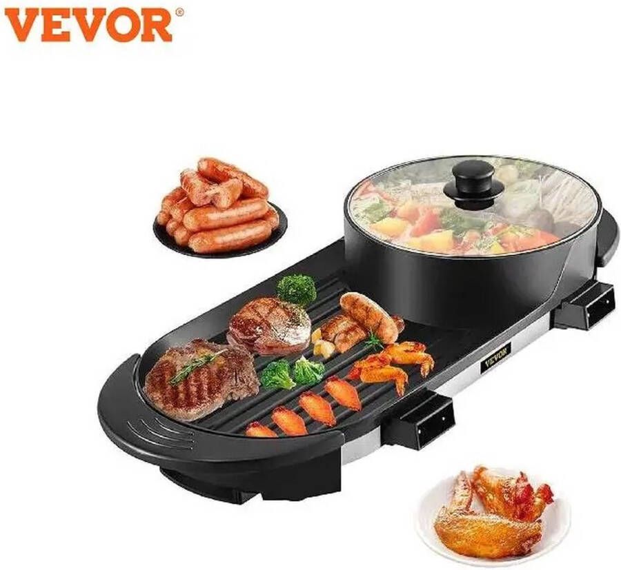 Vevor™ Vevor 2 in 1 Koreaanse Bbq Hotpot Electrisch Korean Bbq Koreaanse Grill Koreaanse Grill En Hotpot Set Korean Bbq Grill Tafel Zwart