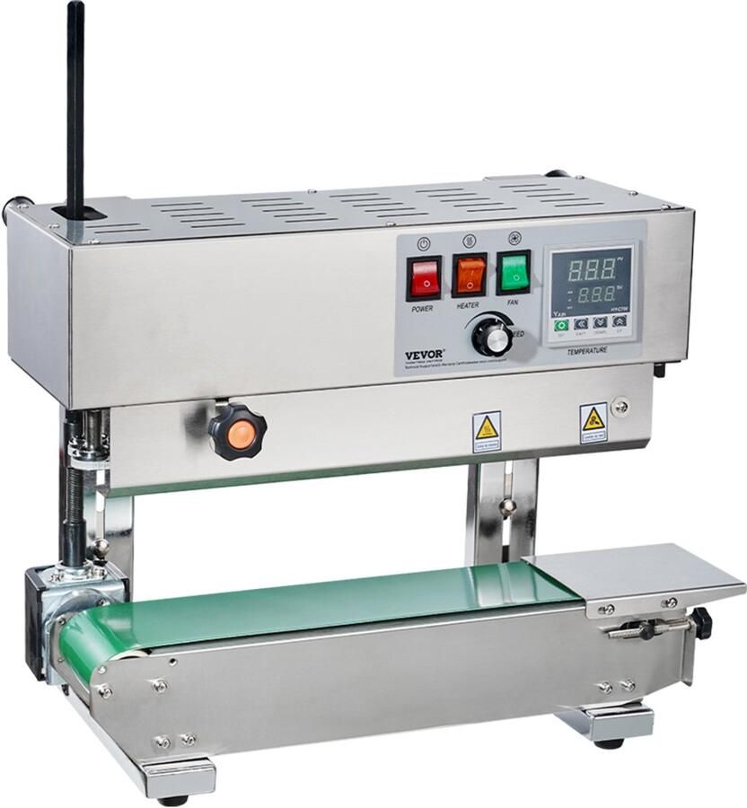 Vevor 600W Continue Sluitmachine Sealer Verticaal RVS Continue Sluitmachine Past zich aan Verschillende Zaktypen aan met Verstelbare Sluitbreedtes van 6-12 mm Sealsnelheid 0-16 m min