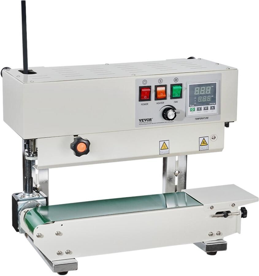 Vevor 600W Continue Sluitmachine Sealer 6-12 mm Koolstofstaal Max. Belasting van de Transportband 5 kg Breedte Transportband 3 94 inch 100 mm Eenvoudig Aanpassen van Parameters