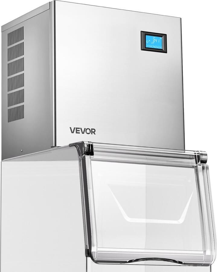 Vevor CommerciëLe Ijsmachine Processorkop 163 Kg Dag Roestvrij Staal Met Zelfreinigende Functie Ijsblokjeslade voor 156 Blokjes Instelbare Ijsblokjesdikte voor Restaurants Bars CaféS Hotels (Alleen De Kop)