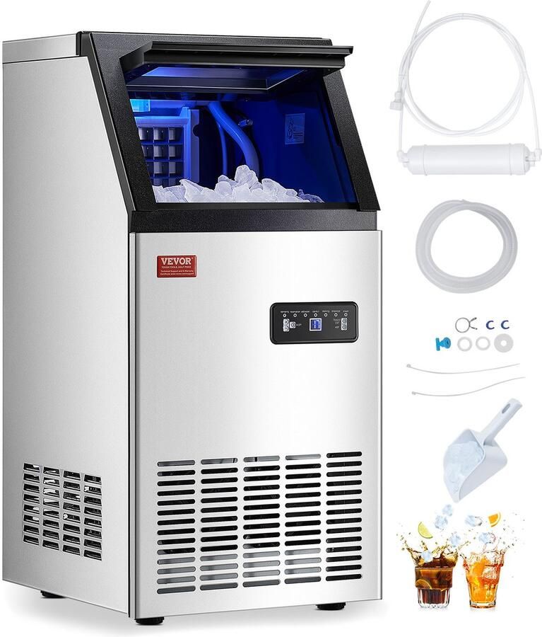Vevor Commerciële IJsmachine Vrijstaande IJsmachine 49 9 kg dag LED-scherm