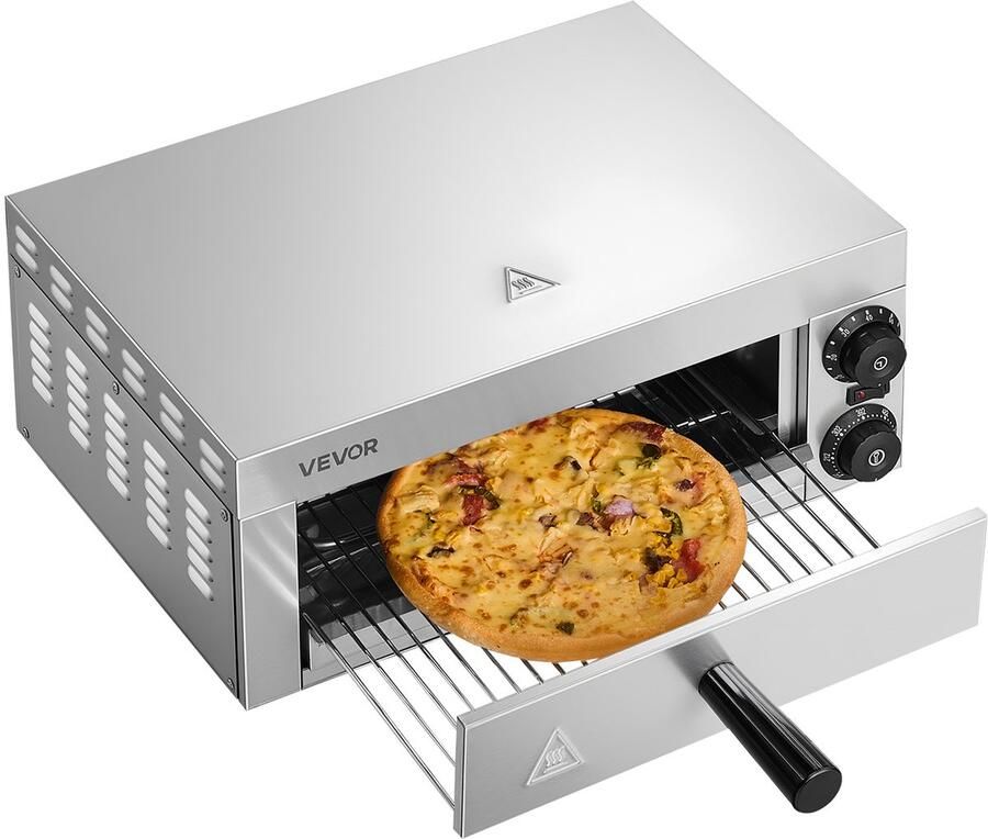 Vevor CommerciëLe Pizzaoven Oven 305MM Roestvrij Staal Elektrisch 2 Knoppen