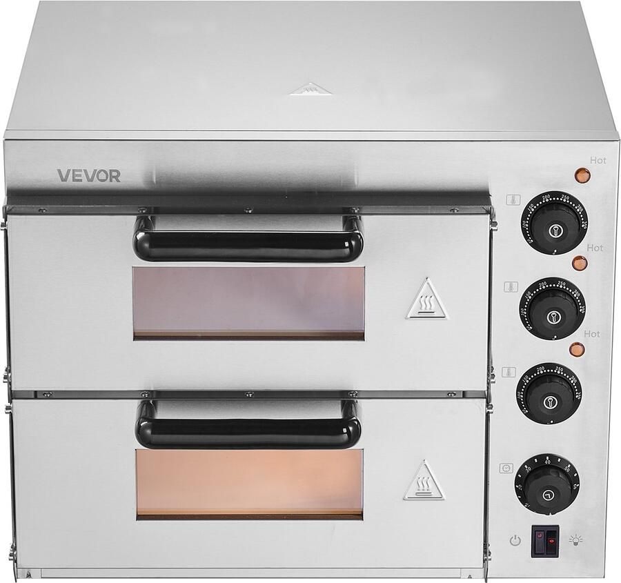 Vevor Commerciële Pizzaoven Oven 356 mm Roestvrij Staal Elektrisch 4 Knoppen