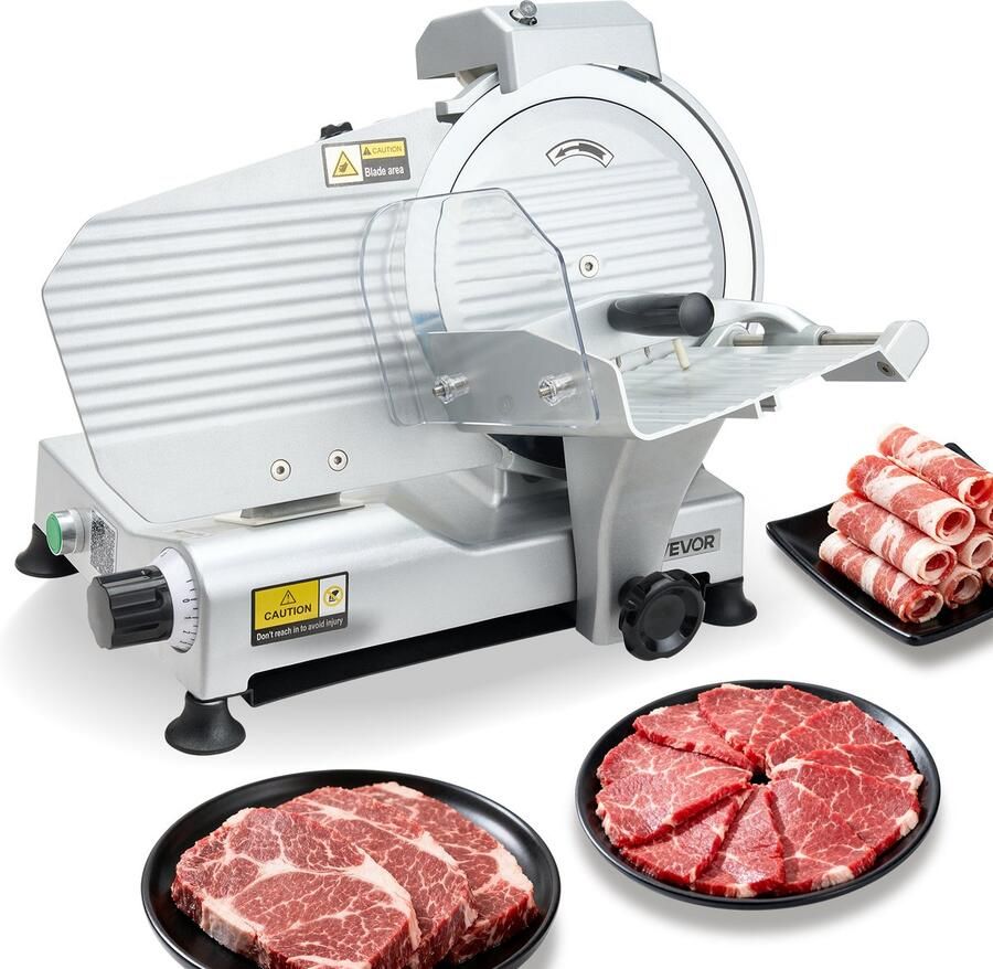 Vevor CommerciëLe Vleessnijmachine 10 Inch Elektrische Delicatessensnijmachine 320 W Voedsel-Snijmachine met Sus420-Mes Instelbare Dikte Van 0-0 4 Inch voor Bevroren Vlees Ham Stokbrood Biefstuk