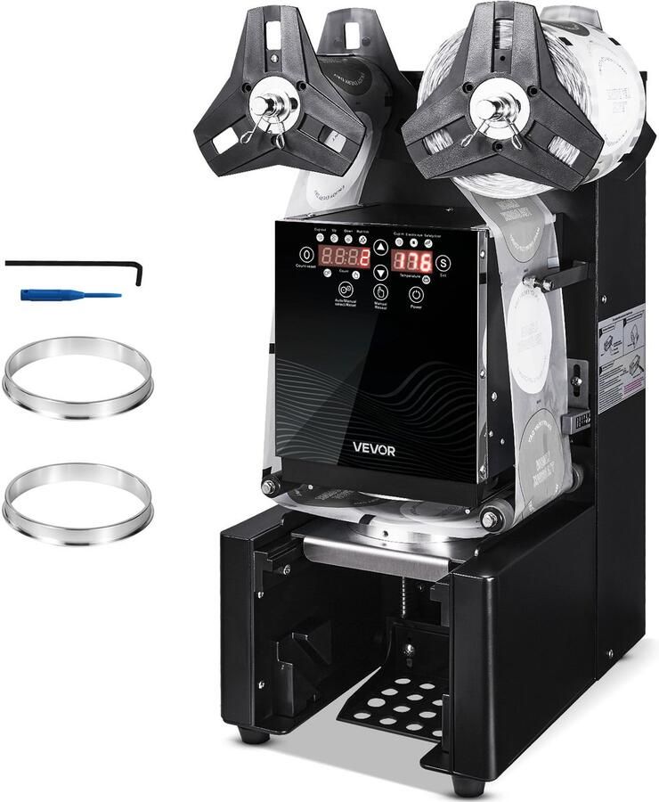 Vevor Cup Sealing Machine 500-650 Kopjes U Sluitmachine voor 190 mm Hoge en 90 95 mm Grote Kopjes Elektrische Boba Tea Sealer met Lcd-Bedieningspaneel voor Bubble Milk Tea Coffee