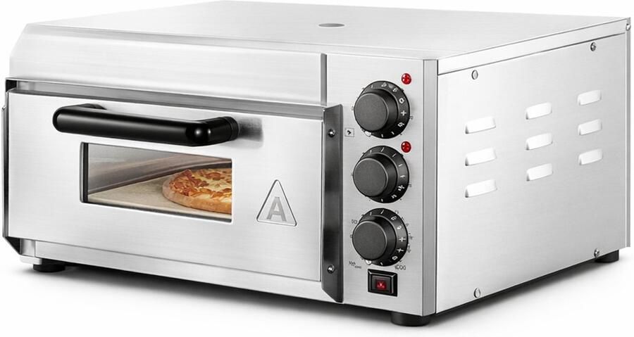 Vevor CYRO Pizzaoven Pizza Oven Pizza Oven Elektrisch Elektrische Pizza Oven Roestvrijstaal met Steen en Handvat 36 CM Zilver
